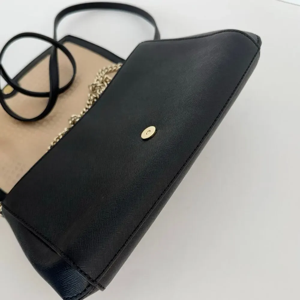 Kate Spade Saffiano Leather Laurel Way Greer Crossbody Bag Ivory/Black